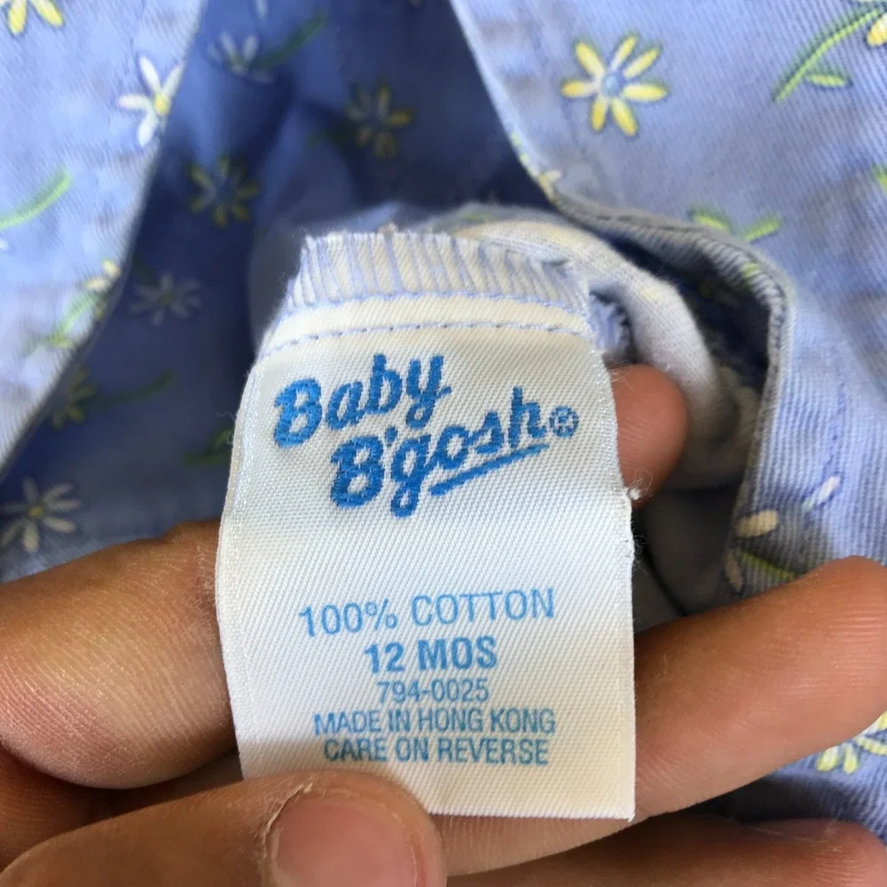 OshKosh B'gosh Overall Baby 12 Mos Blue Floral Print Adjustable Button Straps
